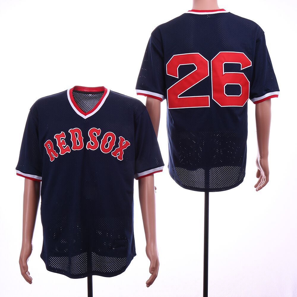 Men Boston Red Sox #26 Boggs Blue Throwback MLB Jerseys->boston red sox->MLB Jersey